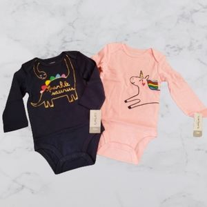Carter's baby girl collectible bodysuits bundle, 12 months, Blue/ Pink
